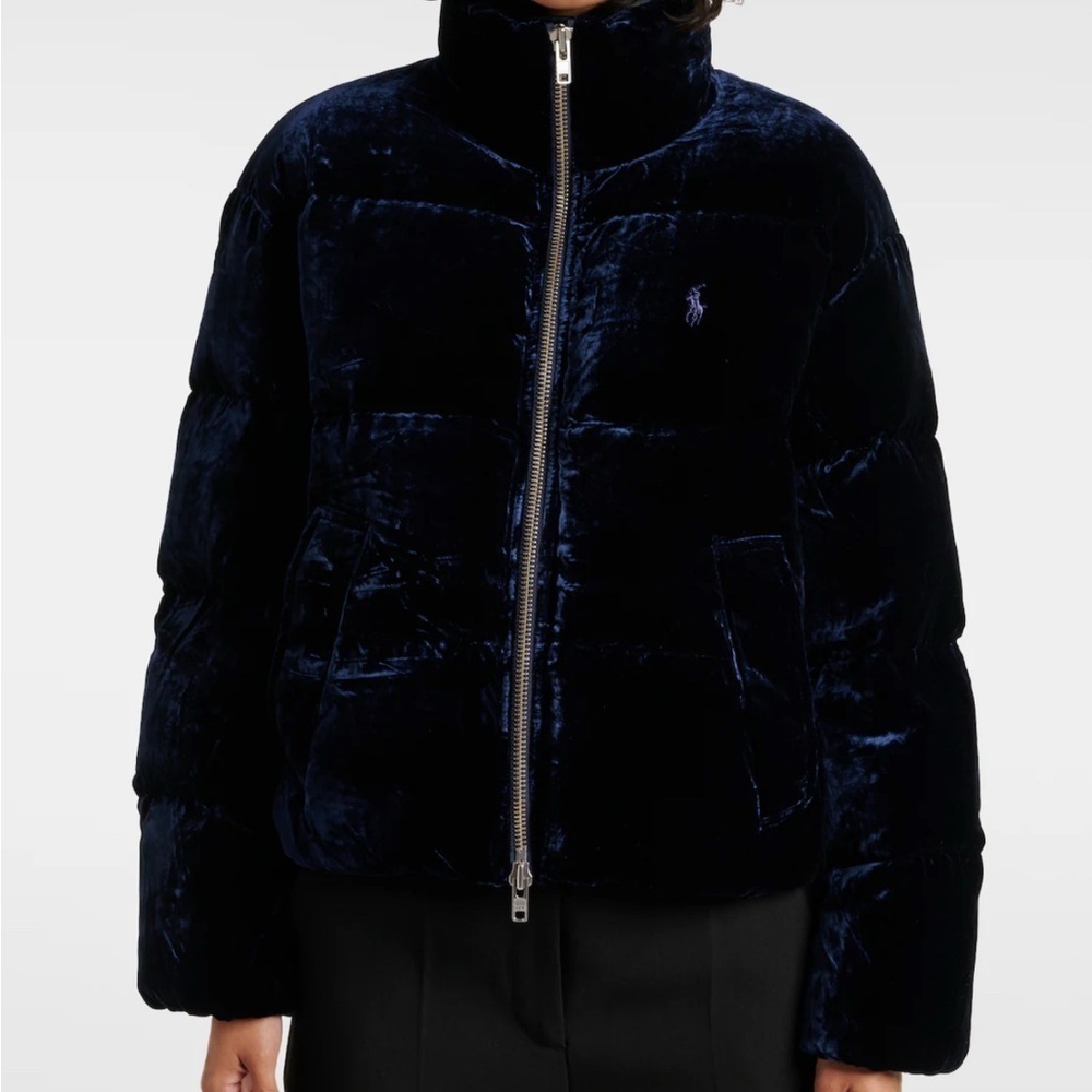 POLO RALPH LAUREN Black Velvet Down Jacket size M kids 8-10
